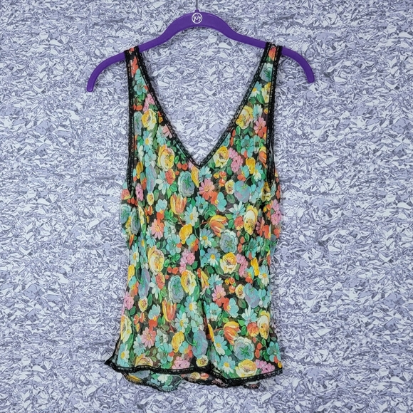 Sheer Multicolored Tank Top Blouse - Picture 2 of 3